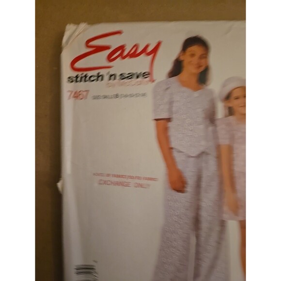 7467 Vintage McCalls SEWING Pattern Girls Top Pants Skirt Stitch n Save Sz 7-14 - Picture 8 of 9